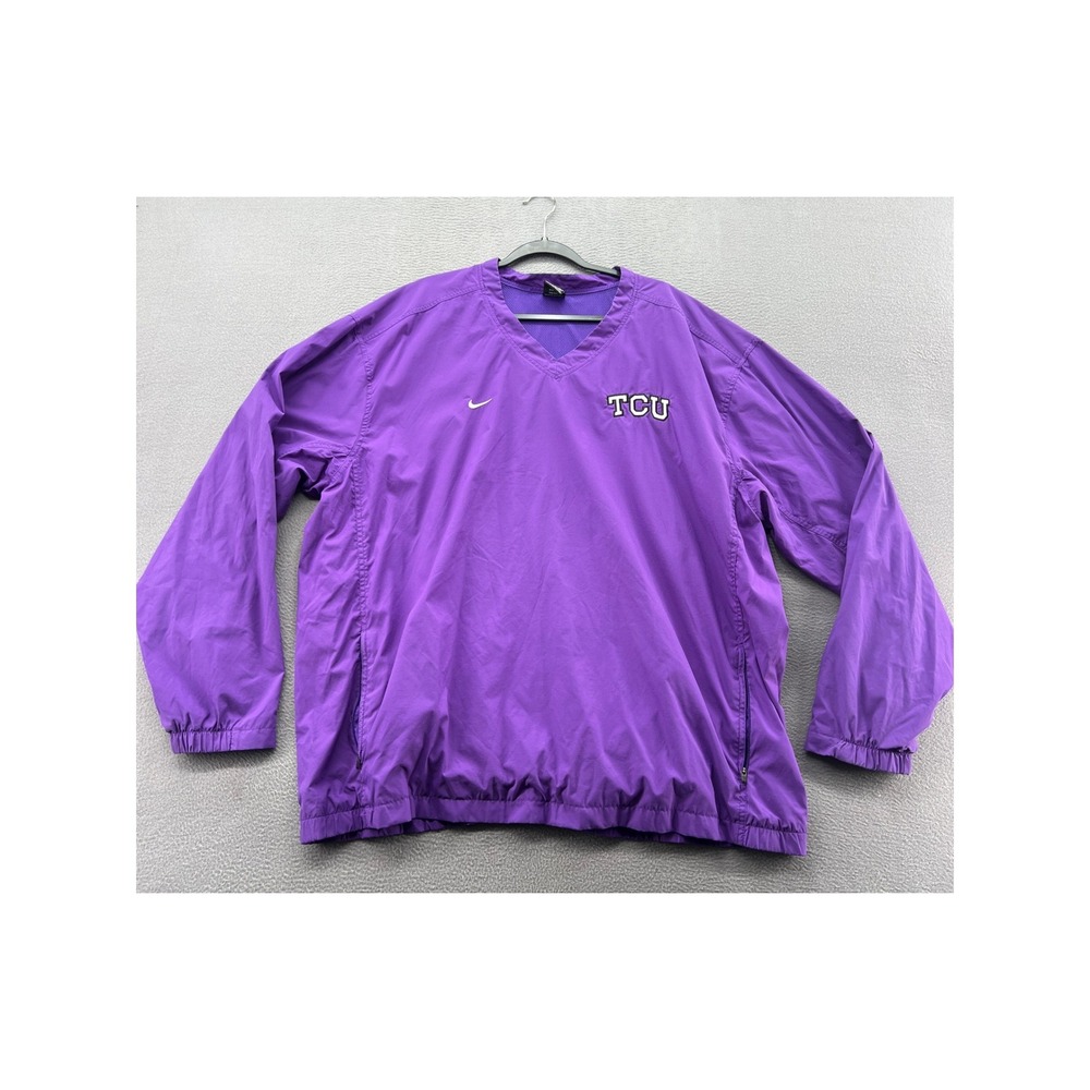 Nike Jacket Men's XXL Purple TCU Horned Frogs Windbreaker Pullover Mesh Lined